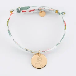 Bracelet enfant Liberty personnalisé médaille gravée plaqué or 15 mm - Happybulle x Barbapapa