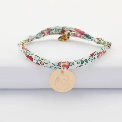 Bracelet enfant Liberty personnalisé médaille gravée plaqué or 15 mm - Happybulle x Barbapapa