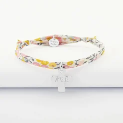 Bracelet enfant Liberty personnalisé médaille gravée argent croix 15x13 mm