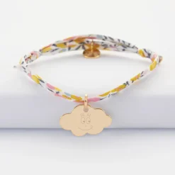Bracelet enfant Liberty personnalisé médaille gravée plaqué or nuage 20x14 mm - HappyBulle x Barbapapa