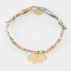 Bracelet enfant Liberty personnalisé médaille gravée plaqué or nuage 20x14 mm - HappyBulle x Barbapapa