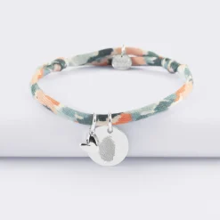 Bracelet enfant Liberty personnalisé médaille gravée argent 15 mm et breloque petit coeur bombé 7 mm - HappyBulle x Atelier Wagram