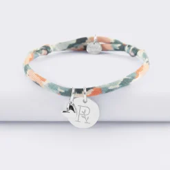 Bracelet enfant Liberty personnalisé médaille gravée argent 15 mm et breloque petit coeur bombé 7 mm - HappyBulle x Atelier Wagram