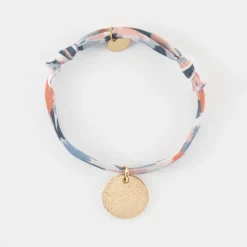 Bracelet enfant Liberty personnalisé médaille martelée gravée plaqué or 15 mm