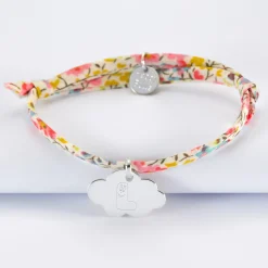 Bracelet enfant Liberty personnalisé médaille gravée argent nuage 20x14 mm - HappyBulle x Barbapapa