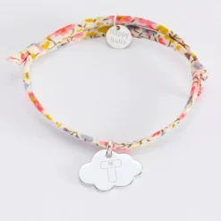 Bracelet enfant Liberty personnalisé médaille gravée argent nuage 20x14 mm - HappyBulle x Barbapapa