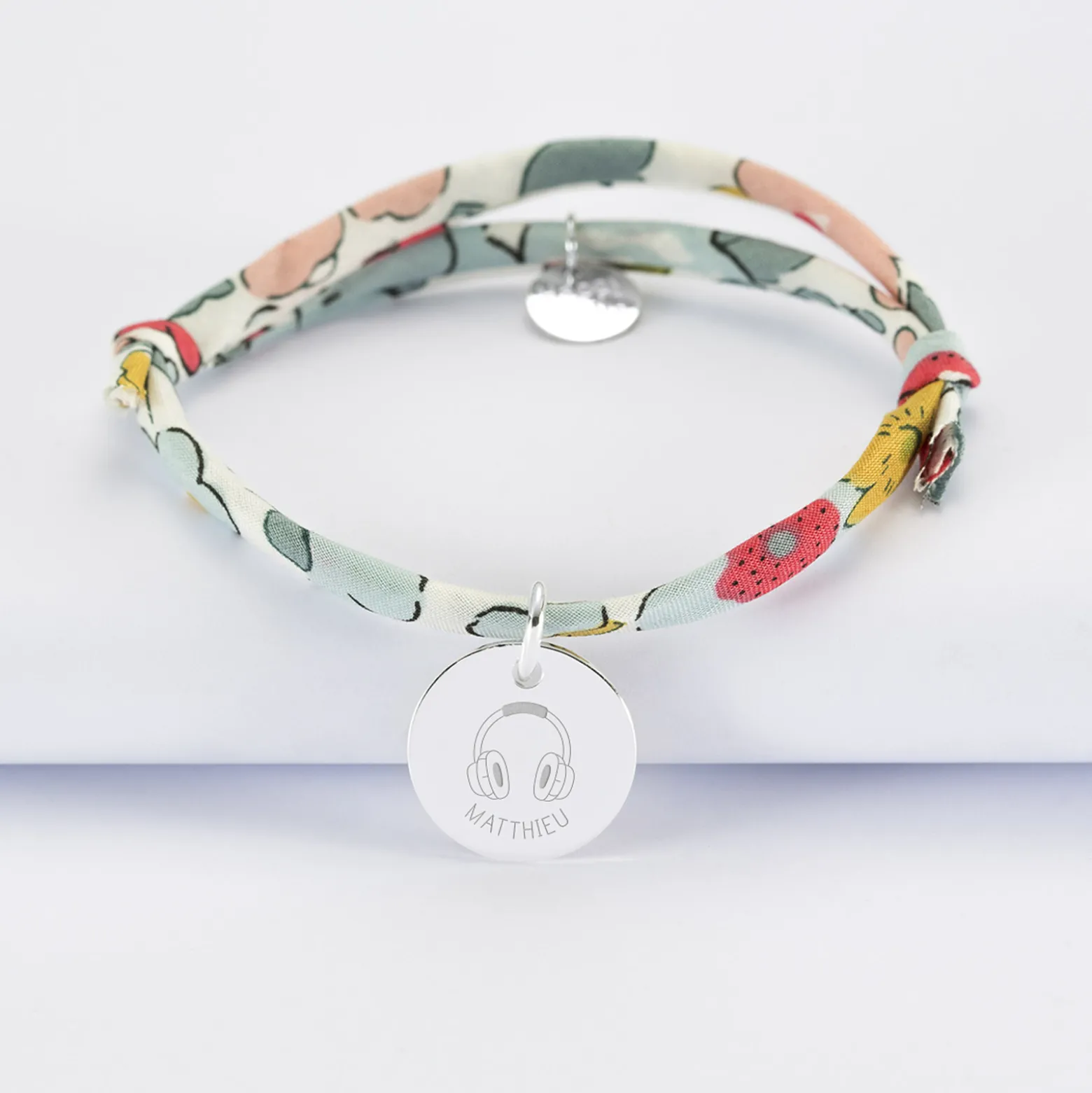 Bracelet enfant Liberty personnalisé médaille gravée argent 15 mm - Edition spéciale KIDS