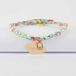 Bracelet enfant Liberty personnalisé médaille gravée plaqué or nuage 20x14 mm et breloque rectangle zircon plaqué or 9 mm