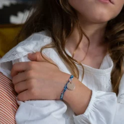 Bracelet enfant Liberty personnalisé médaille gravée plaqué or 15 mm - Edition spéciale KIDS