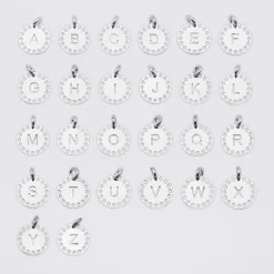 Bracelet enfant Liberty personnalisé médaille lettre initiale dentelle argent 14 mm