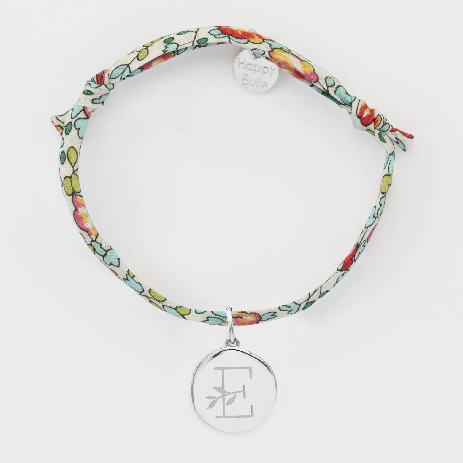 Bracelet enfant Liberty personnalisé médaille gravée argent rose des vents texturée 14 mm