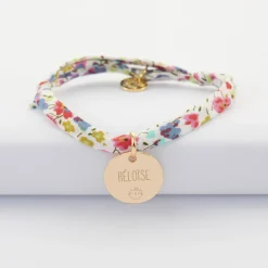 Bracelet enfant Liberty personnalisé médaille gravée plaqué or 15 mm