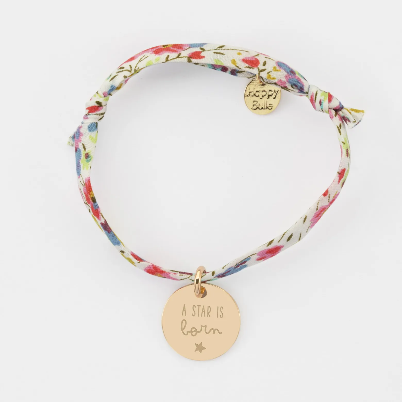 Bracelet enfant Liberty personnalisé médaille gravée plaqué or 15 mm