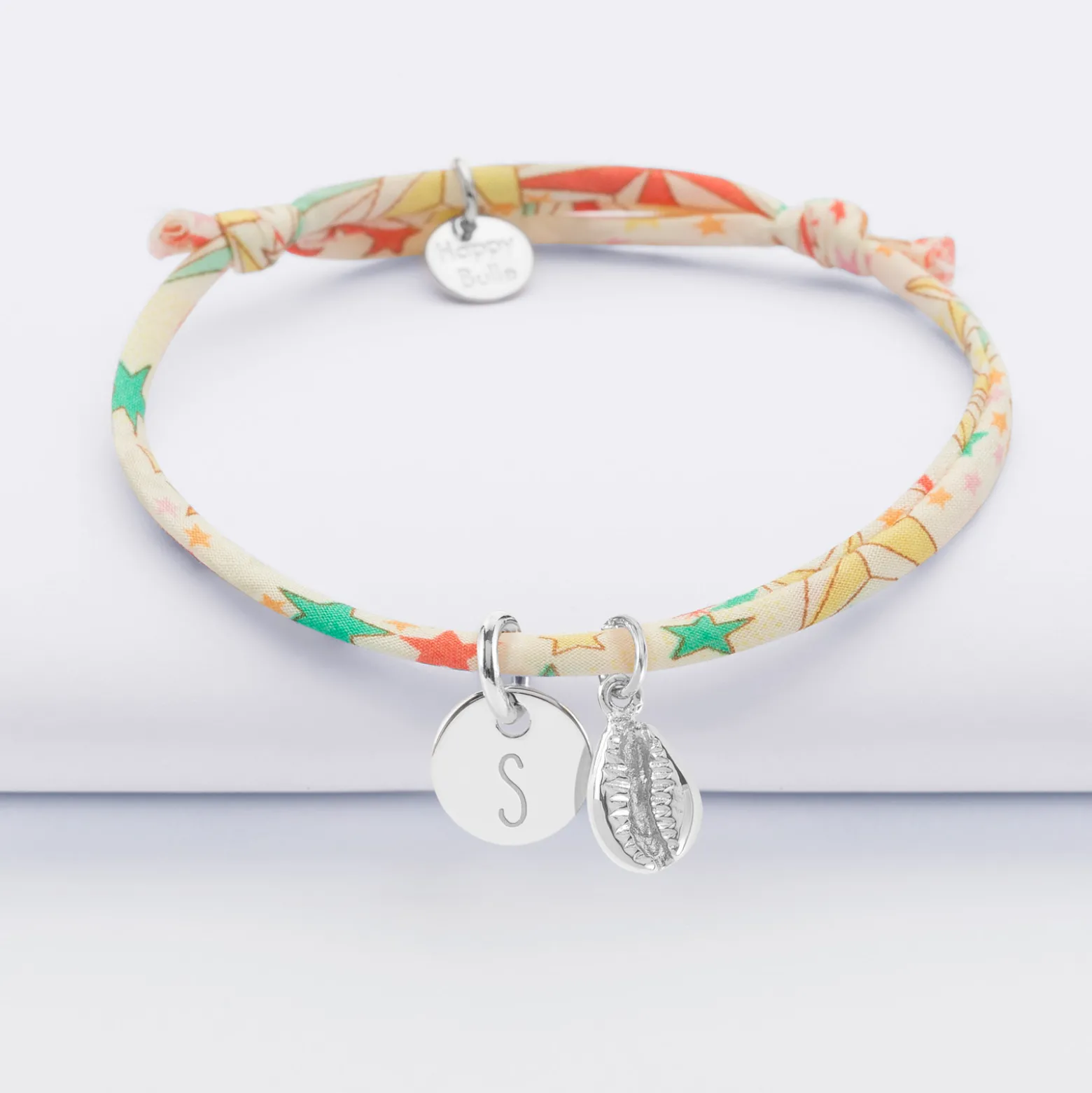 Bracelet enfant Liberty personnalisé médaille gravée argent 10 mm et breloque(s) summer - à composer