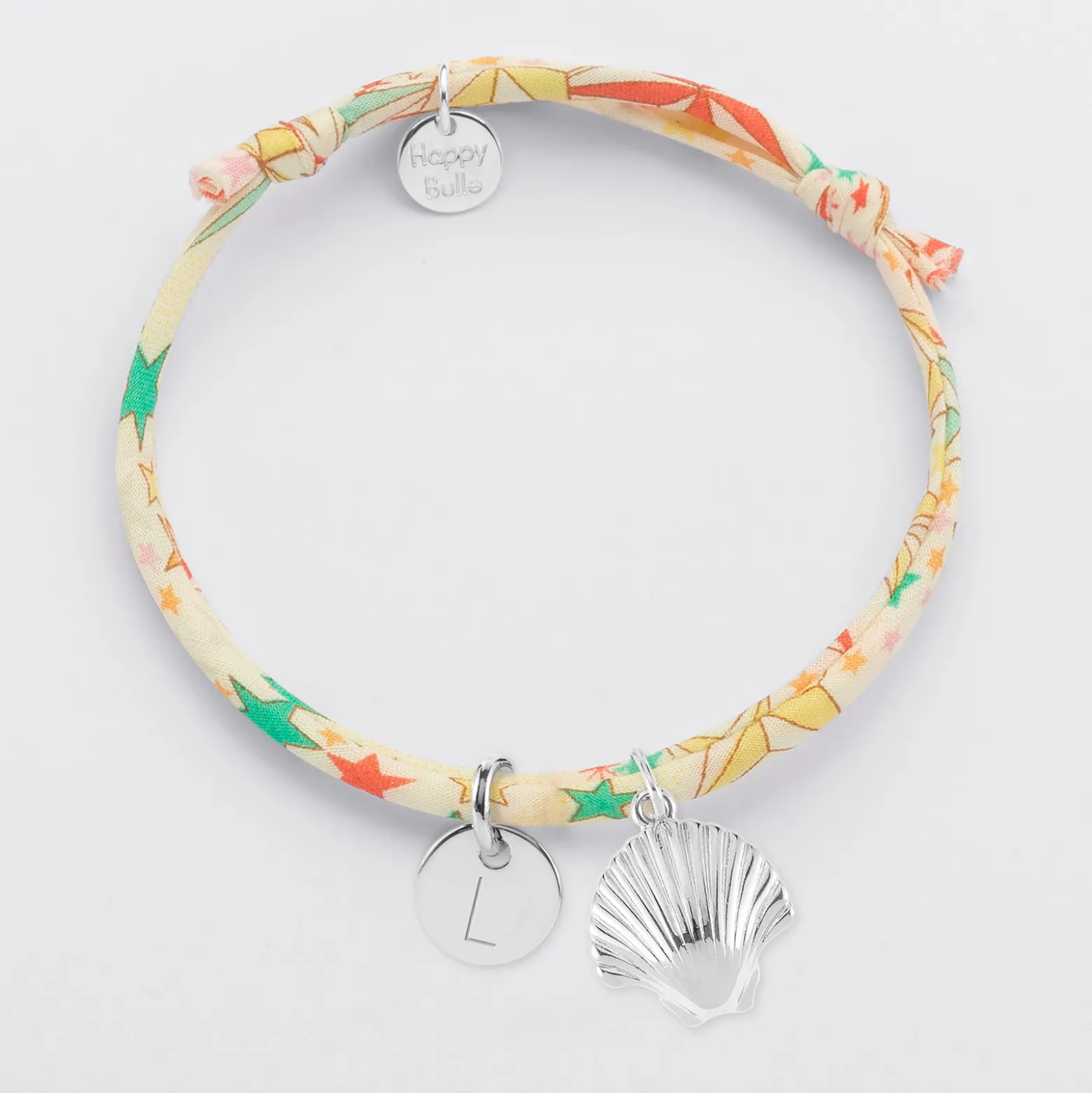 Bracelet enfant Liberty personnalisé médaille gravée argent 10 mm et breloque(s) summer - à composer