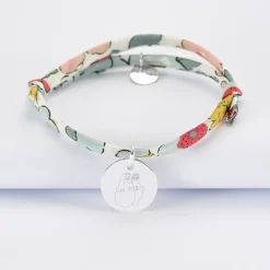 Bracelet enfant Liberty personnalisé médaille gravée argent 15 mm - Happybulle x Barbapapa