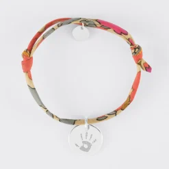 Bracelet enfant Liberty personnalisé médaille gravée argent coeur estampillé 15 mm - HappyBulle x Atelier Wagram