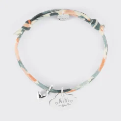 Bracelet enfant Liberty personnalisé médaille gravée argent nuage 20x14 mm et breloque petit coeur bombé 7 mm - HappyBulle x Atelier Wagram