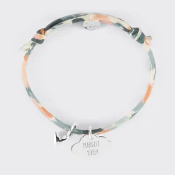 Bracelet enfant Liberty personnalisé médaille gravée argent nuage 20x14 mm et breloque petit coeur bombé 7 mm - HappyBulle x Atelier Wagram