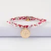 Bracelet enfant Liberty personnalisé médaille contour fleur gravée plaqué or 15 mm