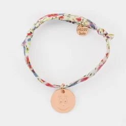 Bracelet enfant Liberty personnalisé médaille gravée plaqué or rose 15 mm - Happybulle x Barbapapa