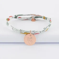 Bracelet enfant Liberty personnalisé médaille gravée plaqué or rose 15 mm - Happybulle x Barbapapa