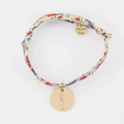 Bracelet enfant Liberty personnalisé illustration médaille gravée plaqué or 15 mm - HappyBulle x Marie Savart