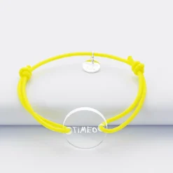 Bracelet enfant personnalisé médaille gravée acrylique ronde 2 trous 17 mm