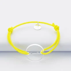 Bracelet enfant personnalisé médaille gravée acrylique ronde 2 trous 17 mm