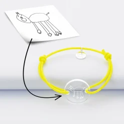 Bracelet enfant personnalisé médaille gravée acrylique ronde 2 trous 17 mm