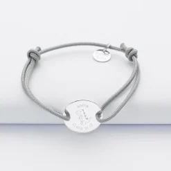 Bracelet enfant personnalisé médaille gravée argent 2 trous 15 mm - Edition spéciale KIDS