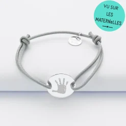 Bracelet enfant personnalisé médaille gravée argent 2 trous 15 mm - Edition spéciale KIDS