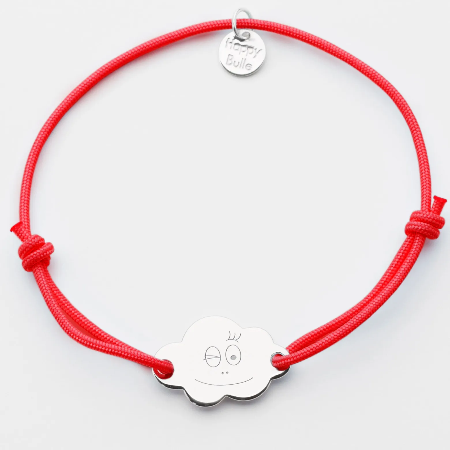 Bracelet enfant personnalisé médaille gravée argent nuage 2 trous 20x14 mm - Happybulle x Barbapapa