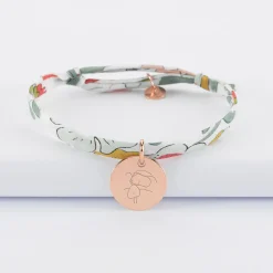 Bracelet enfant personnalisé liberty médaille gravée plaqué or rose 15 mm