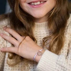Bracelet enfant personnalisé liberty médaille gravée plaqué or rose 15 mm