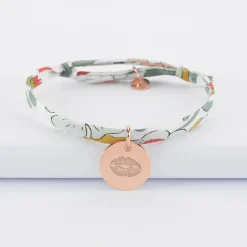Bracelet enfant personnalisé liberty médaille gravée plaqué or rose 15 mm