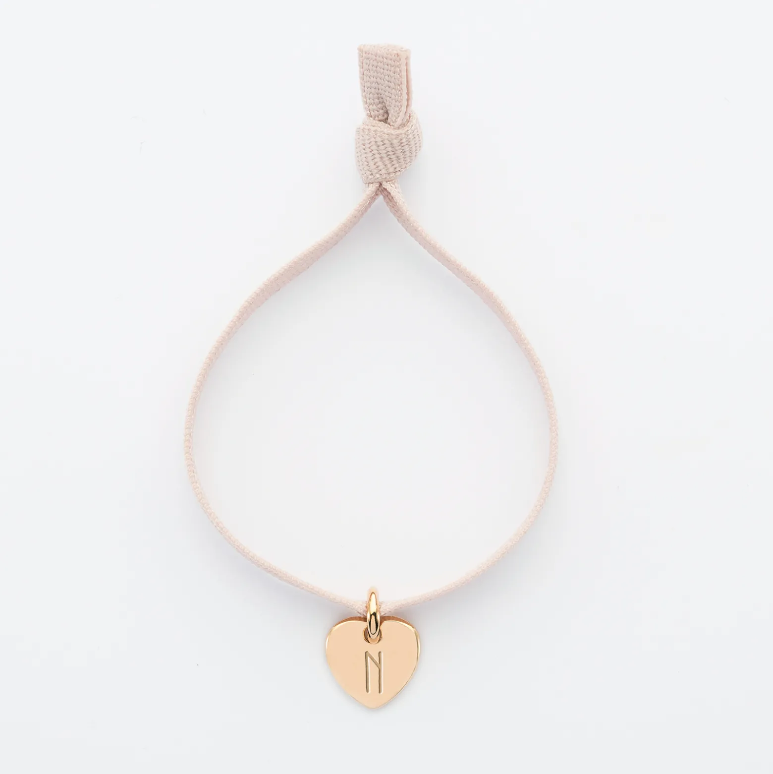 Bracelet enfant personnalisé cordon élastique médaille gravée plaqué or initiale coeur 10 mm