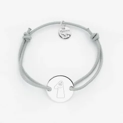 Bracelet enfant personnalisé médaille gravée argent 2 trous 15mm - Happybulle x Barbapapa