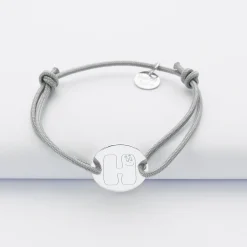 Bracelet enfant personnalisé médaille gravée argent 2 trous 15mm - Happybulle x Barbapapa