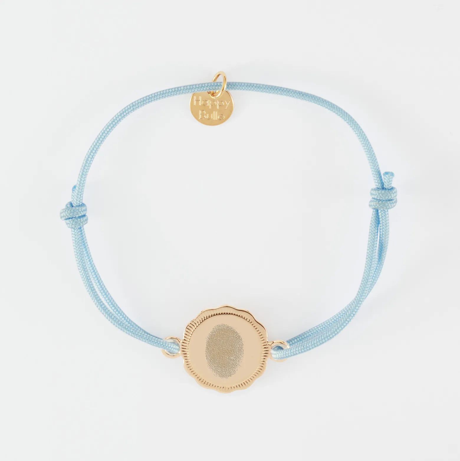 Bracelet enfant personnalisé médaille contour fleur gravée plaqué or 2 trous 15 mm