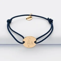 Bracelet enfant personnalisé initiale médaille gravée plaqué or 2 trous 15 mm - HappyBulle x Marie Savart