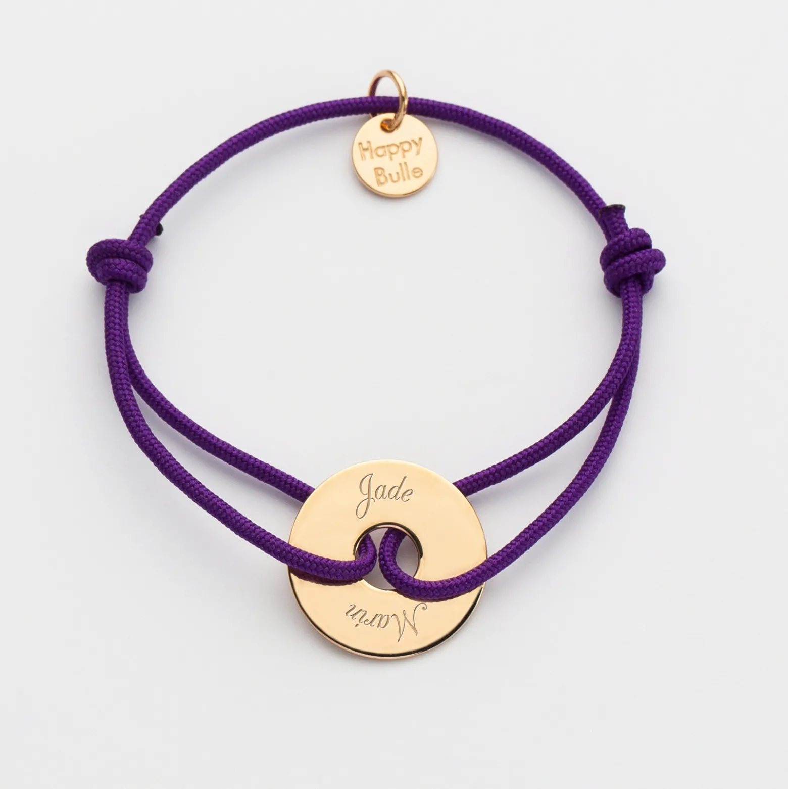 Bracelet enfant personnalisé médaille gravée plaqué or cible 16mm - Nos petits imparfaits