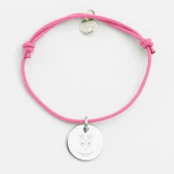 Bracelet enfant personnalisé médaille gravée argent 15 mm - Happybulle x Barbapapa