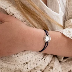 Bracelet enfant personnalisé médaille gravée argent 2 trous 15mm