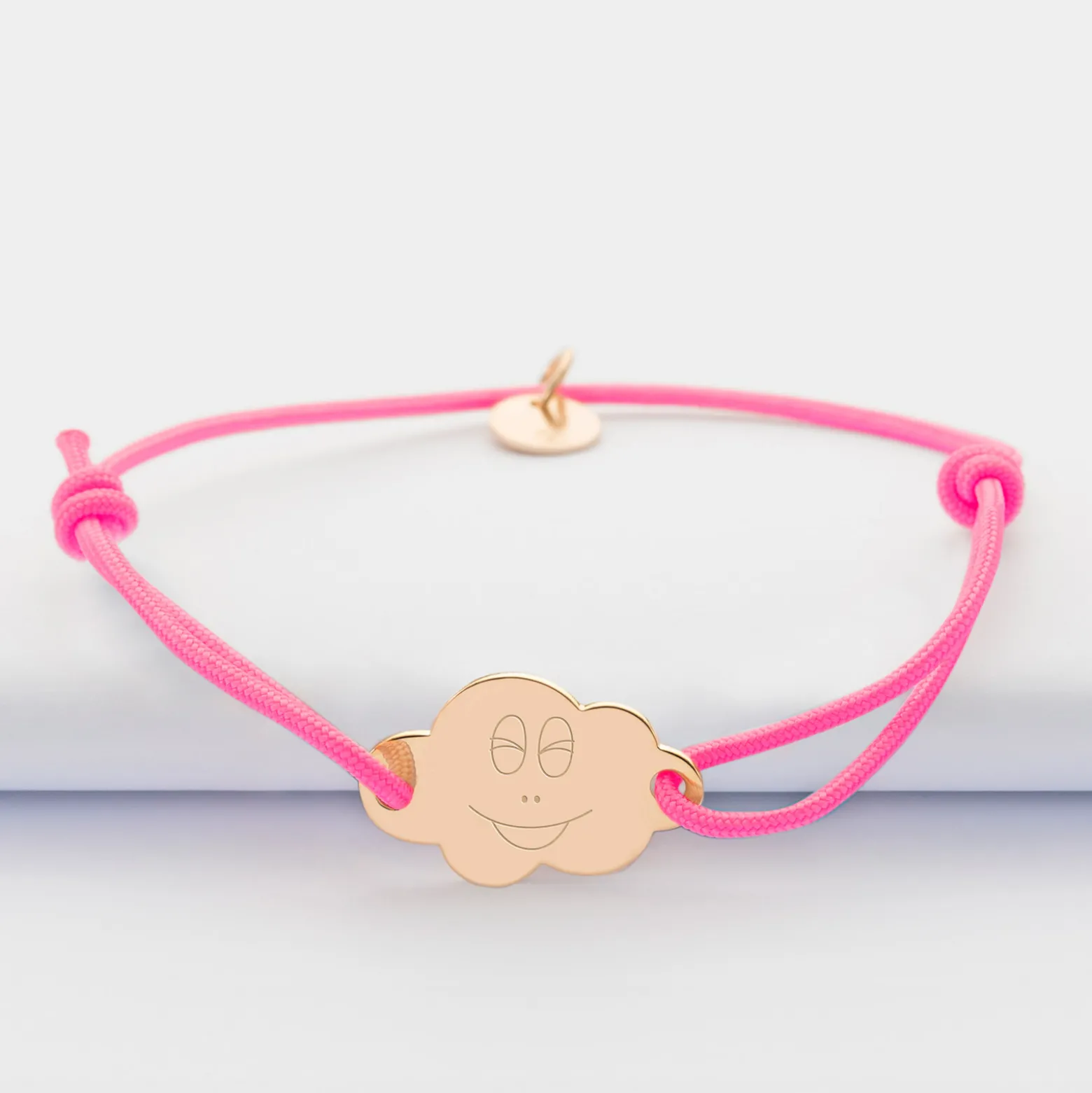 Bracelet enfant personnalisé médaille gravée plaqué or nuage 2 trous 20x14 mm - Happybulle x Barbapapa