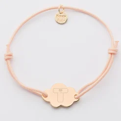 Bracelet enfant personnalisé médaille gravée plaqué or nuage 2 trous 20x14 mm - Happybulle x Barbapapa