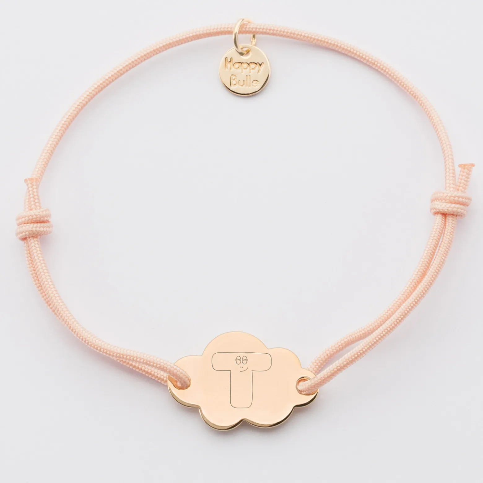 Bracelet enfant personnalisé médaille gravée plaqué or nuage 2 trous 20x14 mm - Happybulle x Barbapapa