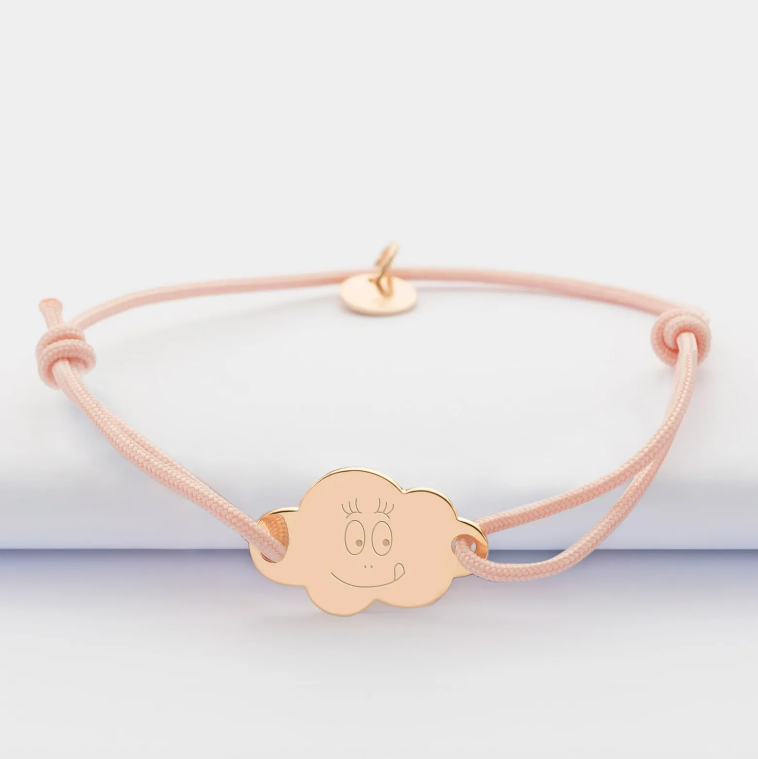 Bracelet enfant personnalisé médaille gravée plaqué or nuage 2 trous 20x14 mm - Happybulle x Barbapapa
