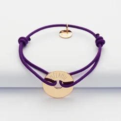Bracelet enfant personnalisé médaille gravée plaqué or cible 16mm