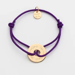 Bracelet enfant personnalisé médaille gravée plaqué or cible 16mm